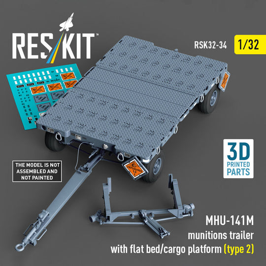 MHU-141M munitions trailer with flat bed/cargo platform (type 2) (3D Printed model kit)
