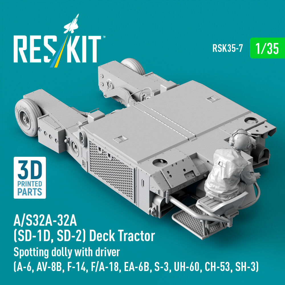 A/S32A-32A (SD-1D, SD-2) Deck Tractor Spotting dolly with driver (UH-60, CH-53, SH-3) (3D Printed model kit)
