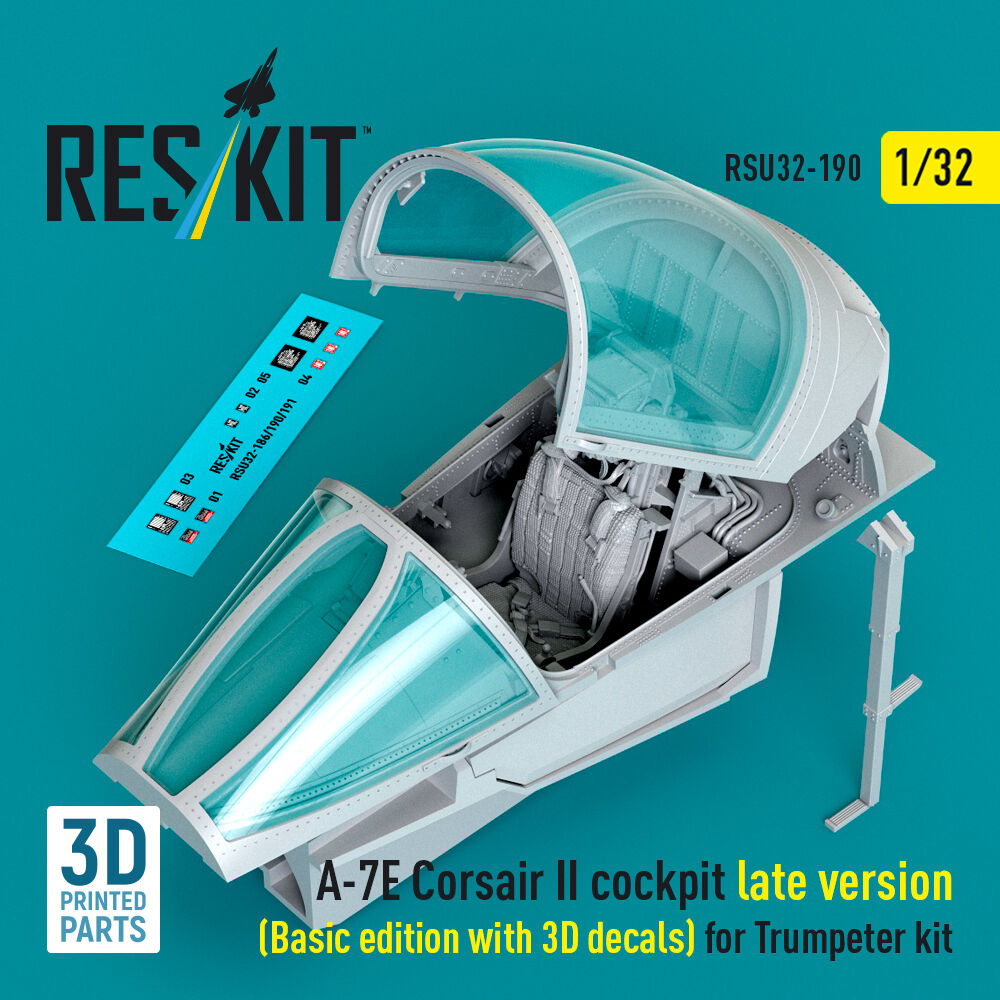 A-7E Corsair II late cockpit (Basic edition with 3D decals) for Trumpeter kit (3D Printed)