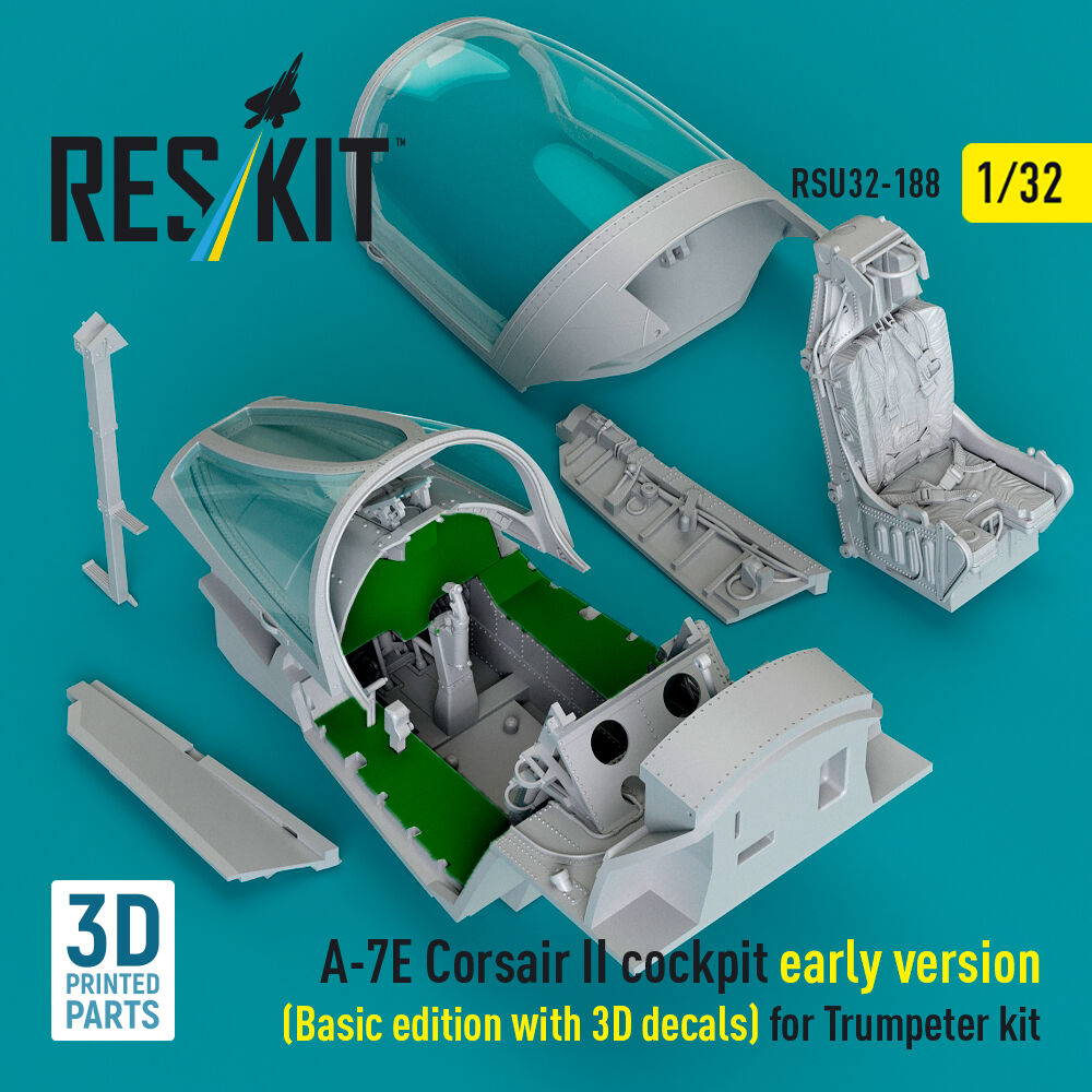 A-7E Corsair II early cockpit (Basic edition with 3D decals) for Trumpeter kit (3D Printed)