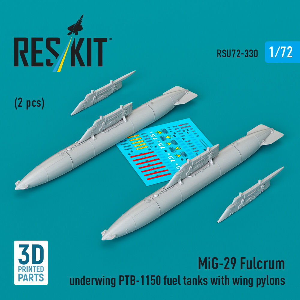 MiG-29 Fulcrum underwing PTB-1150 fuel tanks with wing pylons (2 pcs) (3D Printed)