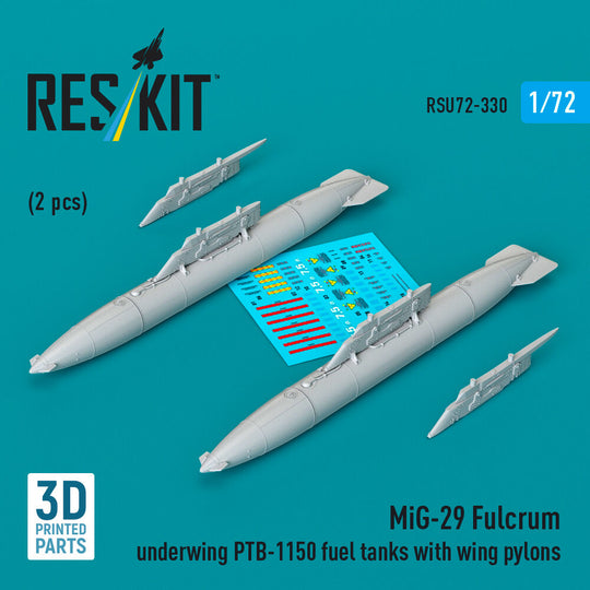 MiG-29 Fulcrum underwing PTB-1150 fuel tanks with wing pylons (2 pcs) (3D Printed)