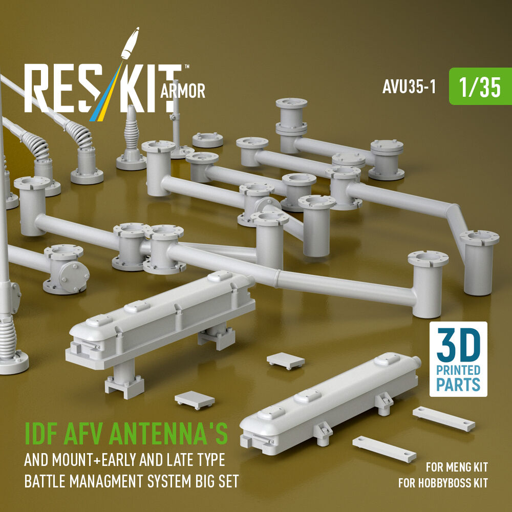 IDF AFV antenna's and mount+early and late type battle managment system big set (3D Printed)
