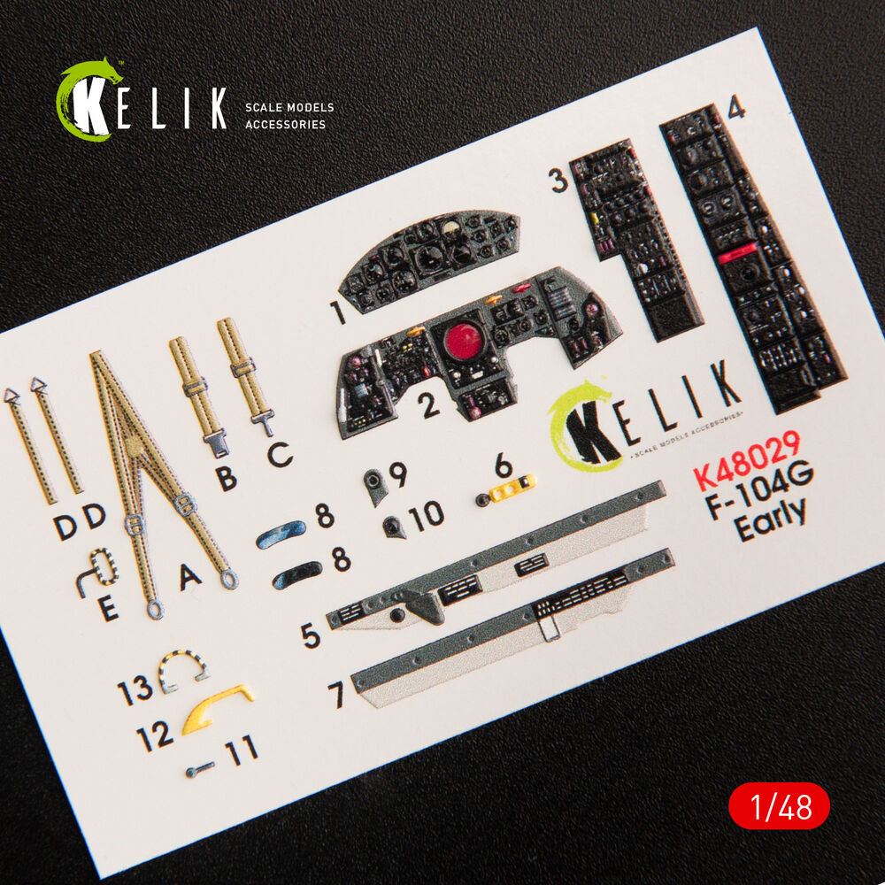 F-104G Starfighter early type interior 3D decals for Hasegawa kit