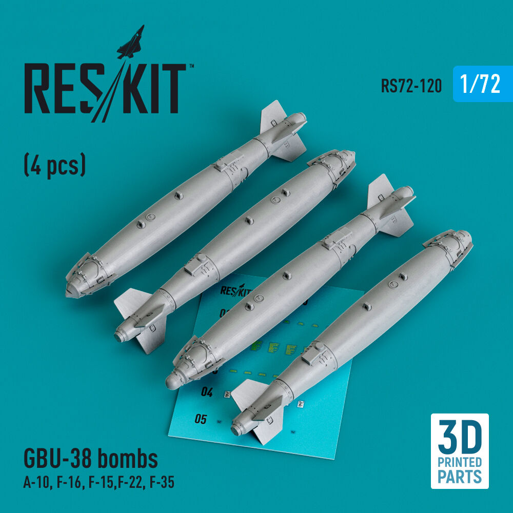 GBU-38 bombs (4 pcs) (A-10, F-16, F-15,F-22, F-35) (3D Printed)