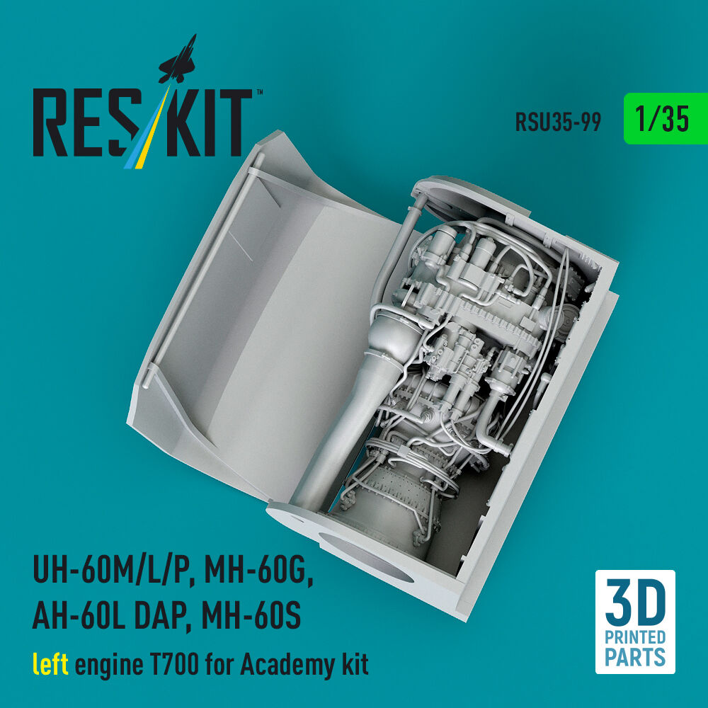 UH-60M/L/P, MH-60G, AH-60L DAP, MH-60S left engine T700 (3D Printed) for Academy