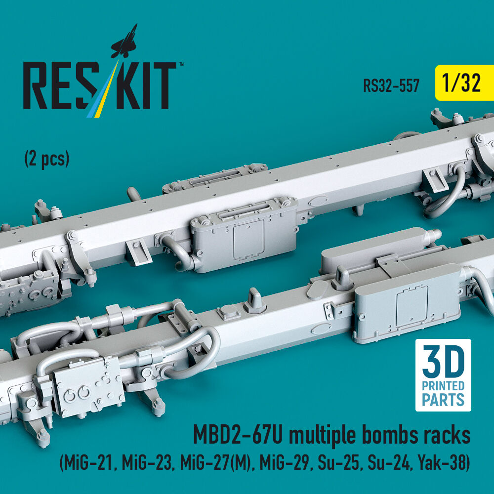 MBD2-67U multiple bombs racks (2 pcs) (MiG-21, MiG-23, MiG-27(?), MiG-29, Su-25, Su-24, Yak-38) (3D Printed)