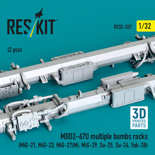 MBD2-67U multiple bombs racks (2 pcs) (MiG-21, MiG-23, MiG-27(?), MiG-29, Su-25, Su-24, Yak-38) (3D Printed)