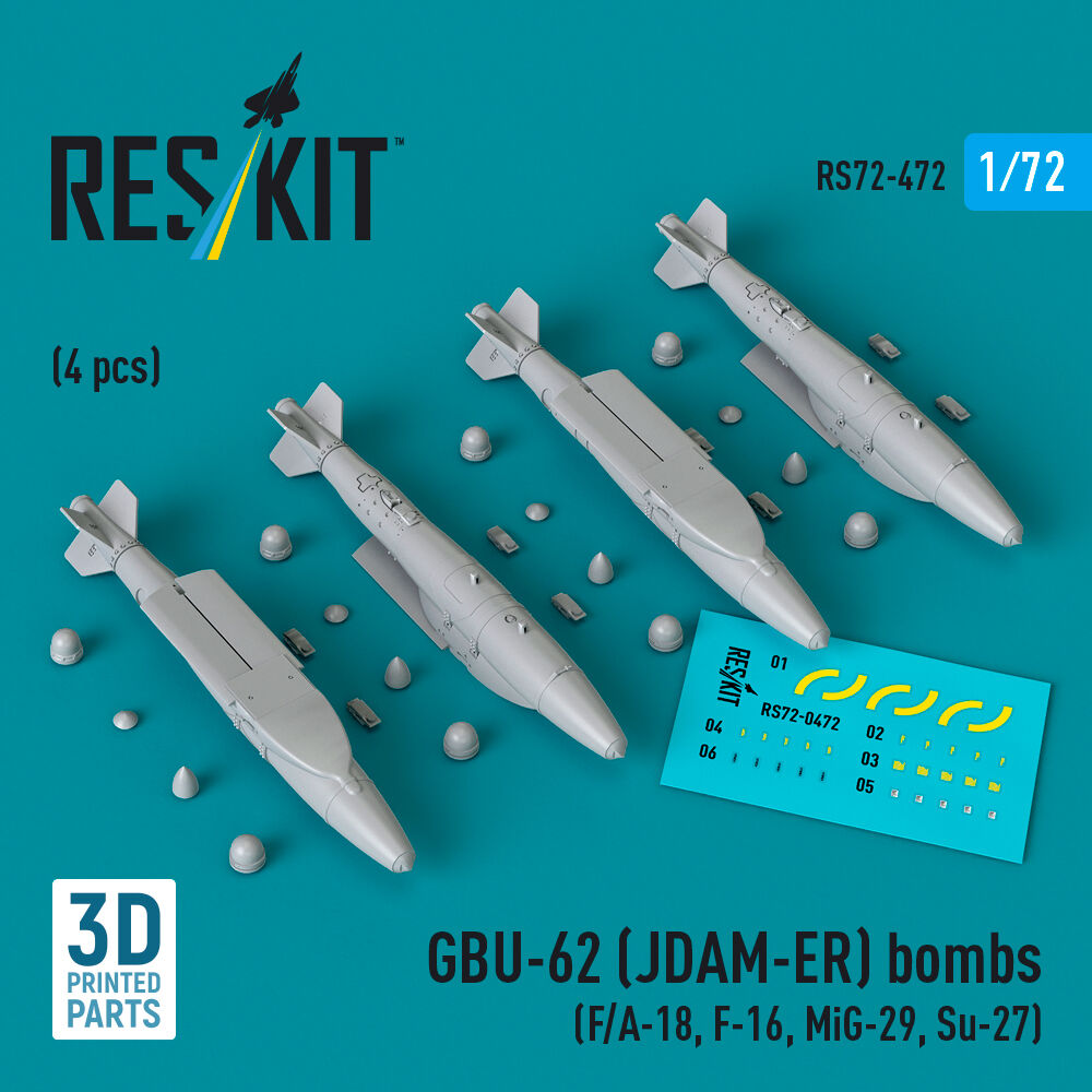 GBU-62 (JDAM-ER) bombs (4 pcs) (F/A-18, F-16, MiG-29, Su-27) (3D Printed)