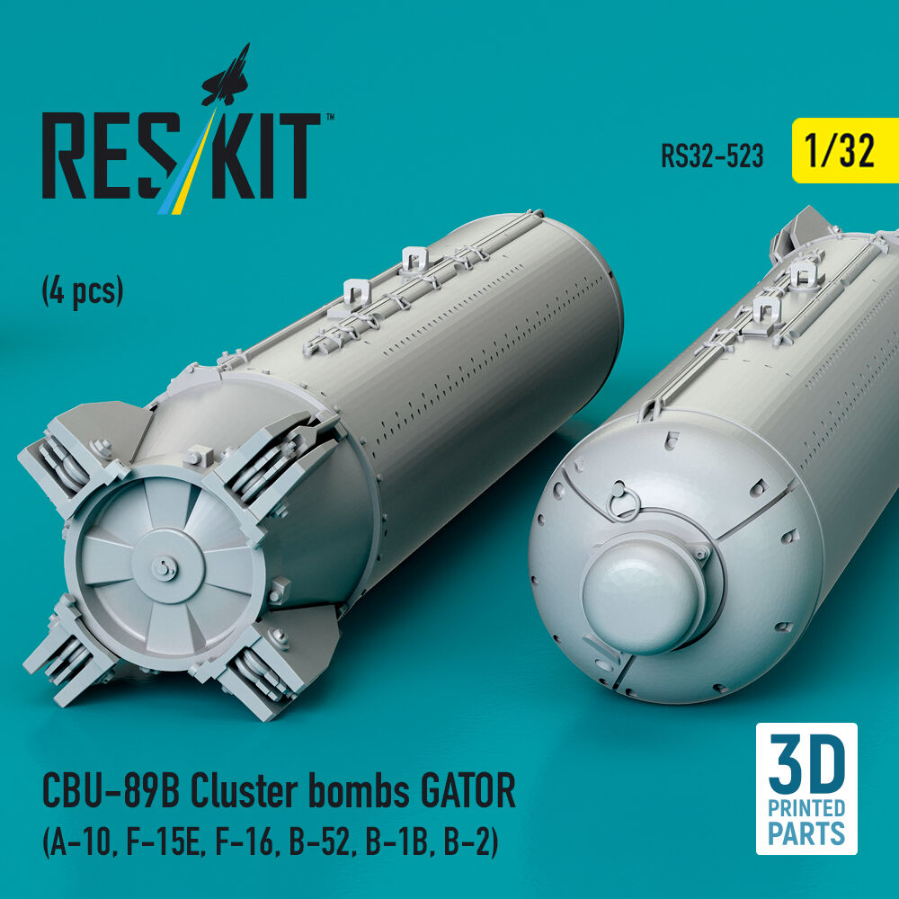 CBU-89B cluster bombs GATOR (4 pcs) (A-10, F-15E, F-16, B-52, B-1B, B-2) (3D Printed)