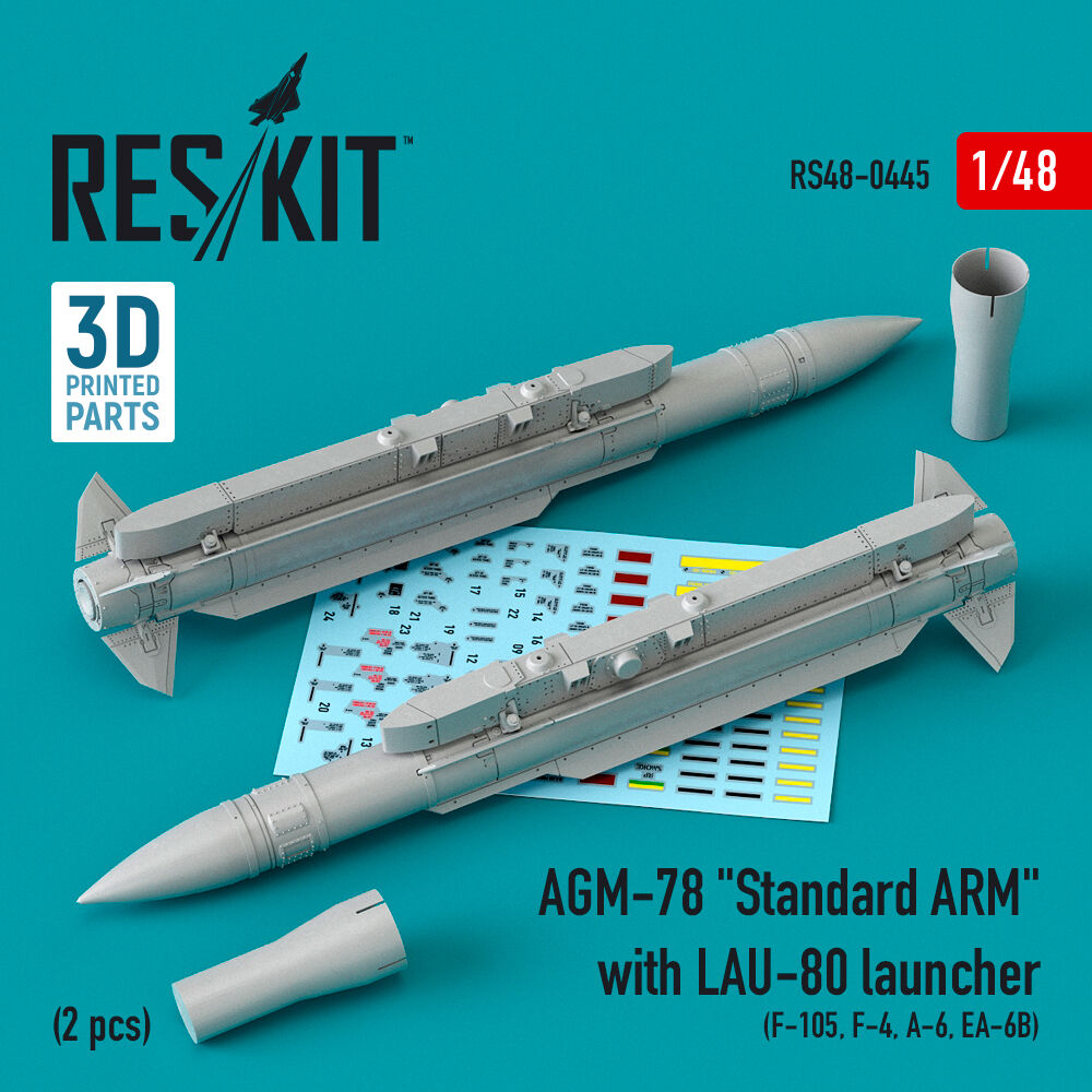 AGM-78 Standard ARM with LAU-80 launcher (2 pcs) (F-105,F-4,A-6,EA-6B) (3D Printed)