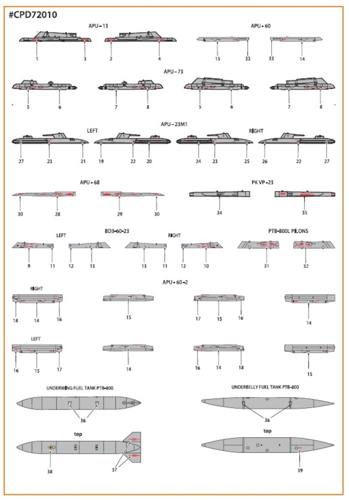 MiG-23ML, MLA standard stencils for grey paint schemes for CP kits and other