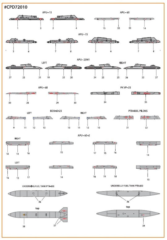 MiG-23ML, MLA standard stencils for grey paint schemes for CP kits and other