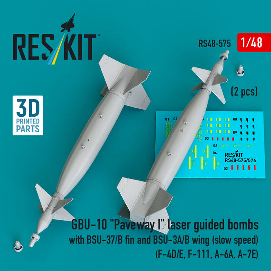 GBU-10 Paveway I laser guided bombs with BSU-37/B fin and BSU-3A/B wing (slow speed) (2 pcs) (F-4D/E, F-111, A-6A, A-7E) (3D Printed)