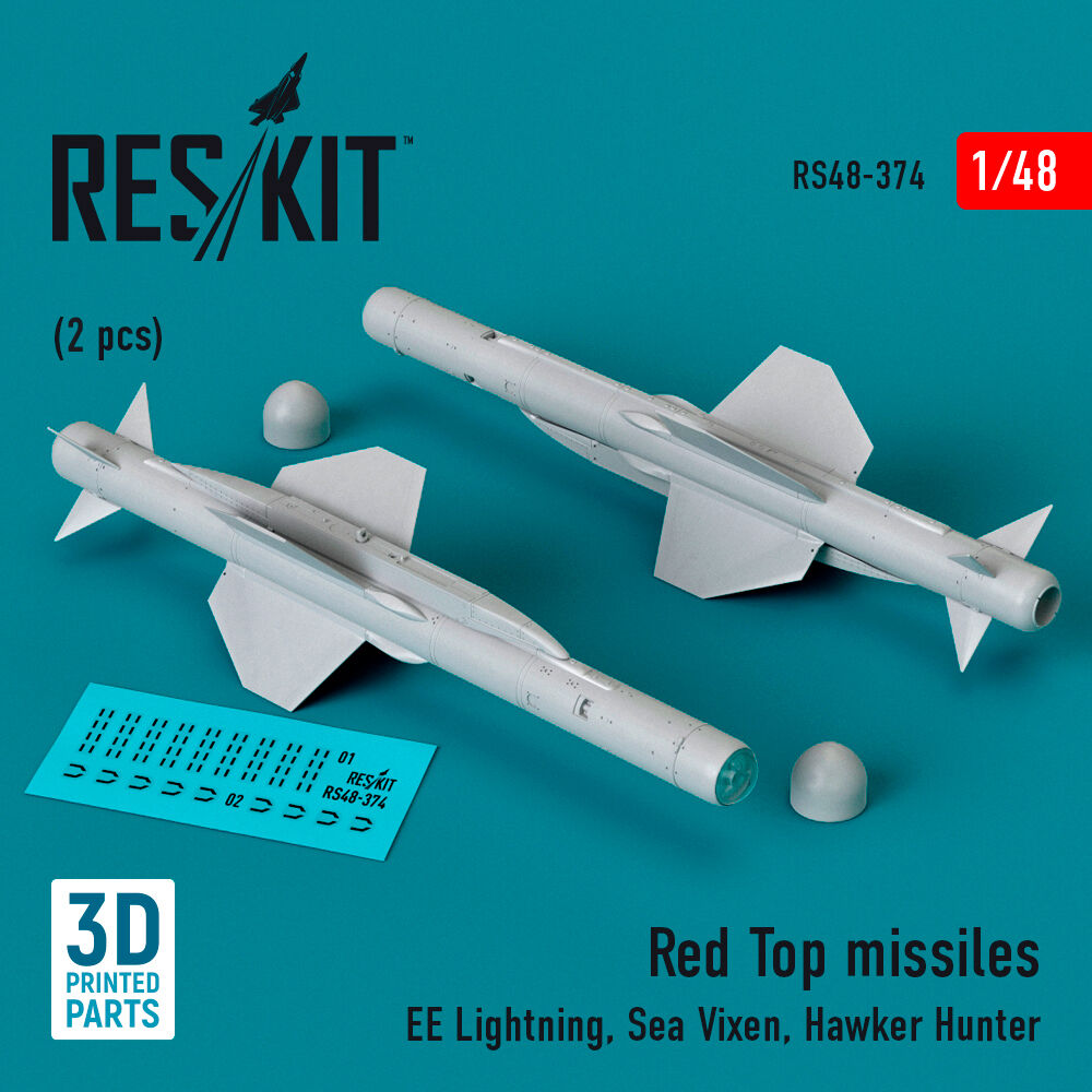 Red Top missiles (2pcs) (EE Lightning, Sea Vixen, Hawker Hunter) (3D Printed)