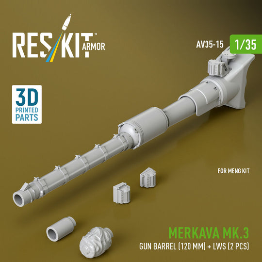 Merkava Mk.3 gun barrel (120 mm) + LWS (2 pcs) for Meng Kit (3D Printed)