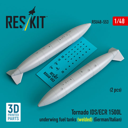 Tornado IDS/ECR 1500L underwing fuel tanks (welded) (German AF / Italian AF) (2 pcs) (3D Printed)