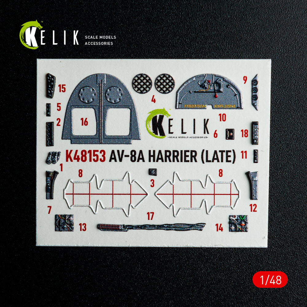 AV-8A HARRIER (Late) - interior 3D decals for Kinetic kit