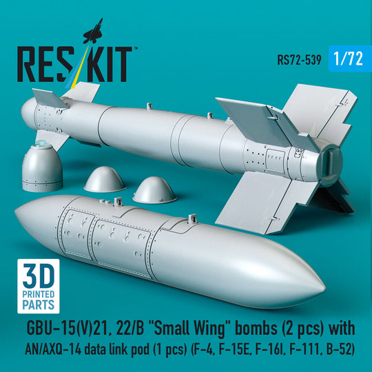 GBU-15(V)21,22/B Small Wing bombs (2 pcs) with AN/AXQ-14 data link pod (1 pcs) (F-4, F-15E, F-16I, F-111, B-52) (3D Printed)