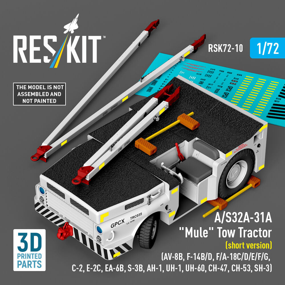 A/S32A-31A Mule Tow Tractor (short version) (AV-8B, F-14B/D, F/A-18C/D/E/F/G, C-2, E-2?, EA-6B, S-3B, AH-1, UH-1, UH-60, CH-47, CH-53, SH-3) (3D Printed model kit)