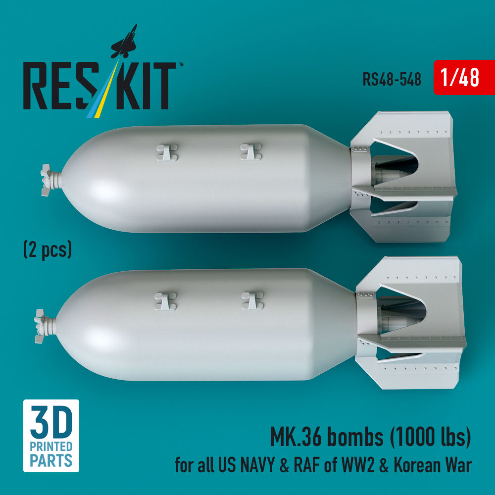 MK.36 bombs (2 pcs) (1000 lbs) for all US NAVY & RAF of WW2 & Korean War (3D Printed)