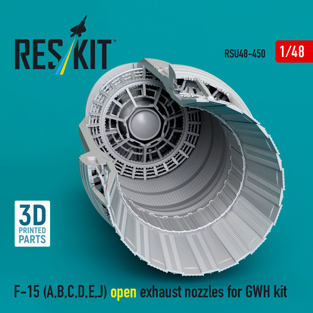 F-15 Eagle/Strike Eagle (A,B,C,D,E early,J) F100-PW-220 open exhaust nozzles for GWH kit (3D Printed)