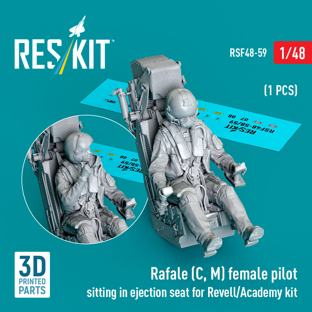 Rafale (C, M) female pilot sitting in ejection seat for Revell/Academy kit (1 pcs) (3D Printed)