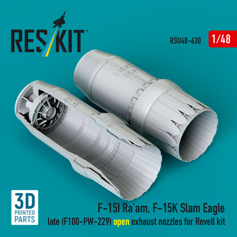 F?15I Ra'am, F?15K Slam Eagle late (F100-PW-229) open exhaust nozzles for Revell kit (3D Printed)