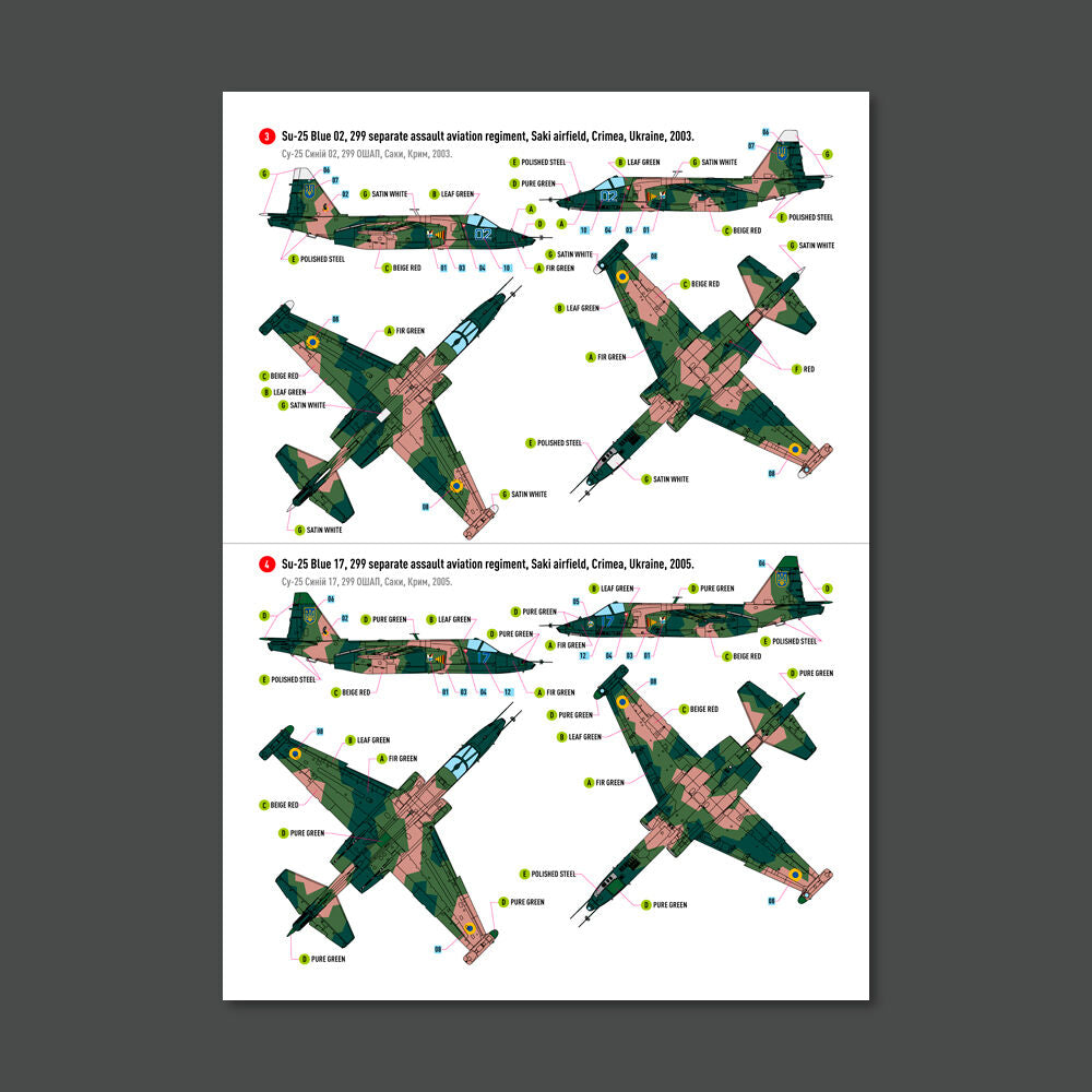 Su-25 Frogfoot Geometric (BLUE 17, 33, 01, 02) Ukrainian Air Forces (Main Decals with Stencils)(1/48)