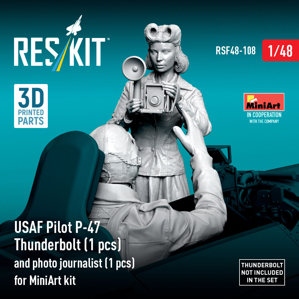 USAF Pilot P-47 Thunderbolt (1 pcs) and photo journalist (1 pcs) for MiniArt kit (3D Printed)