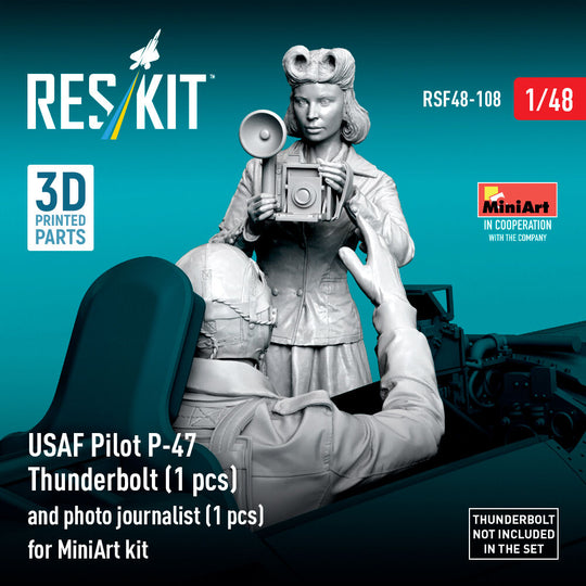 USAF Pilot P-47 Thunderbolt (1 pcs) and photo journalist (1 pcs) for MiniArt kit (3D Printed)