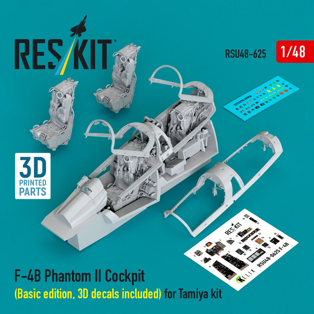F-4B Phantom II Cockpit (Basic edition, 3D decals included) (3D Printed) for Tamiya