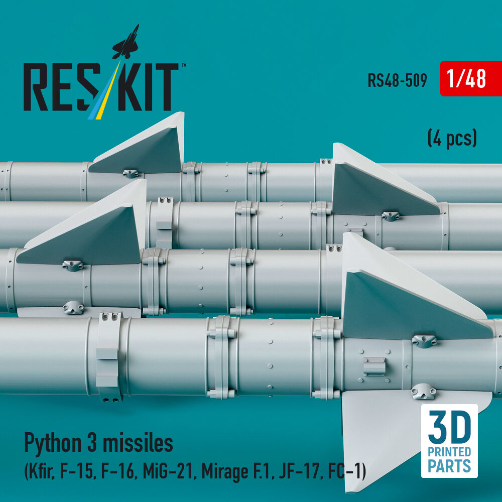 Python 3 missiles (4 pcs) (Kfir, F-15, F-16, MiG-21, Mirage F.1, JF-17, FC-1) (3D Printed)