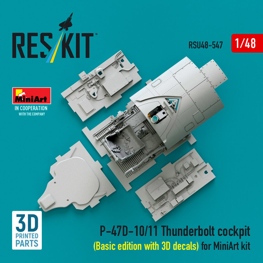 P-47D-10/11 Thunderbolt cockpit (Basic edition with 3D decals) for MiniArt kit (3D Printed)