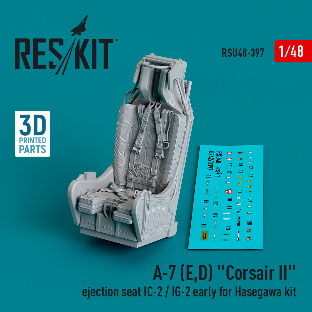 A-7 (E,D) Corsair II ejection seat IC-2 / IG-2 early for Hasegawa kit (3D Printed)