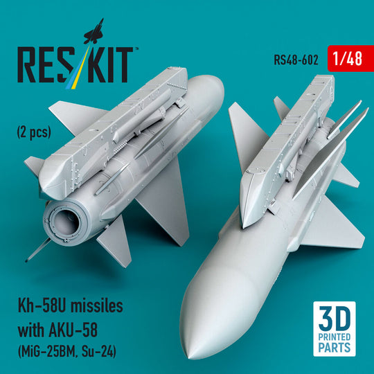 Kh-58U missiles with AKU-58 (2 pcs) (MiG-25BM, Su-24) (3D Printed)