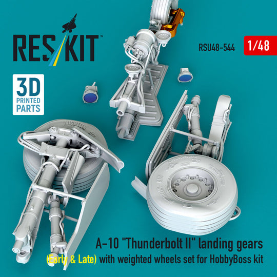 A-10 Thunderbolt II landing gears (Early & Late) with weighted wheels set for HobbyBoss kit (Metal+3D Printed)