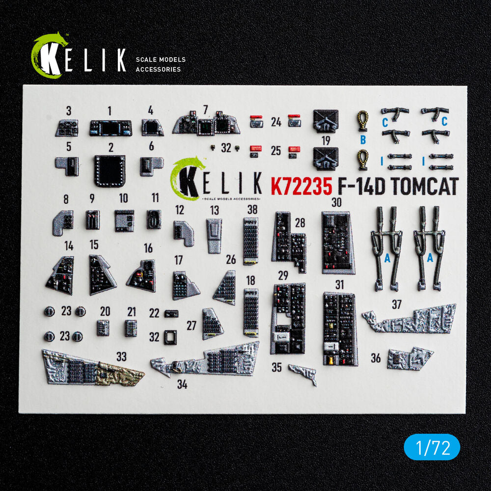 F-14D Tomcat - interior 3D decals for Tamiya