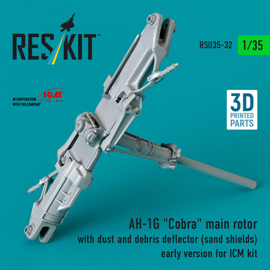 AH-1G Cobra main rotor with dust and debris deflector (sand shields) early version for ICM kit (3D Printed)