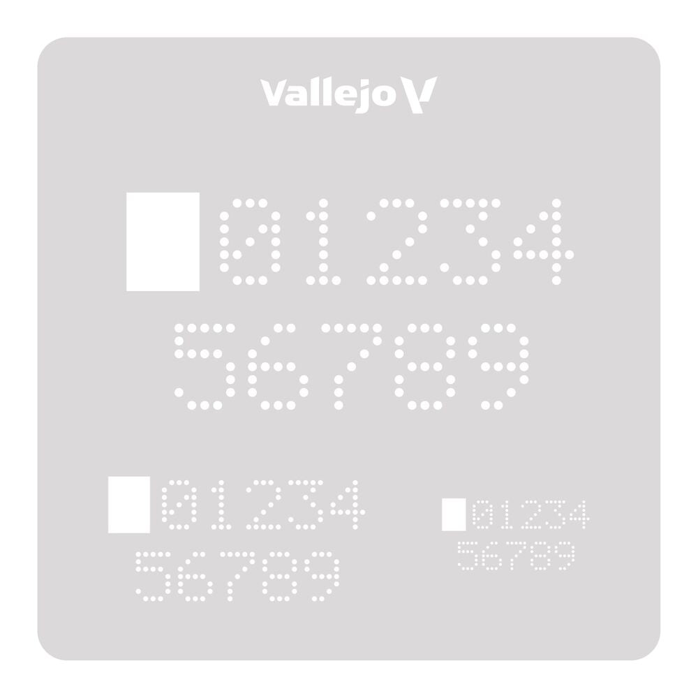 Vallejo Stencils: Digital Numbers 125 x 125 mm