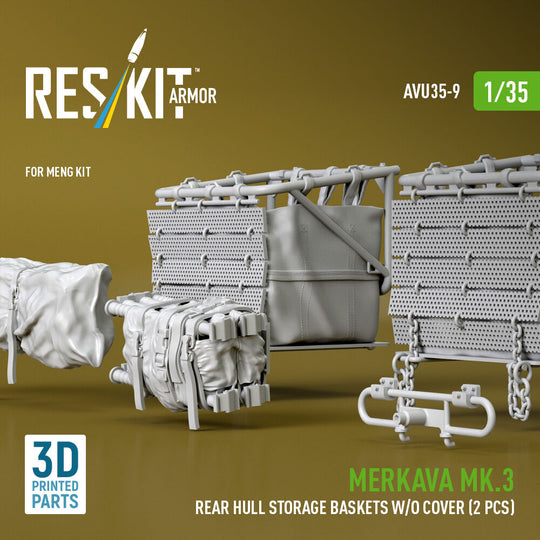 Merkava Mk.3 rear hull storage baskets w/o cover (2 pcs) for Meng kit (3D Printed)