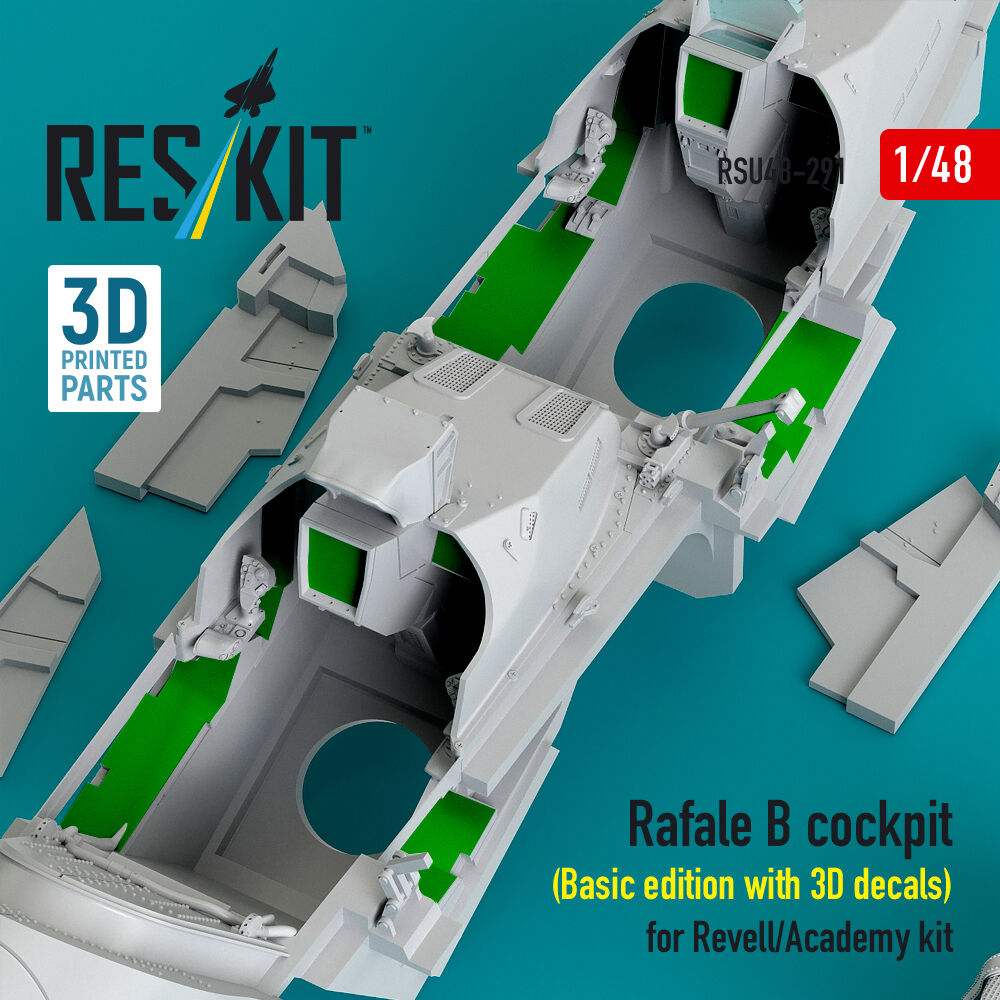 Rafale B cockpit (Basic edition with 3D decals) for Revell/Academy kit (3D Printed)