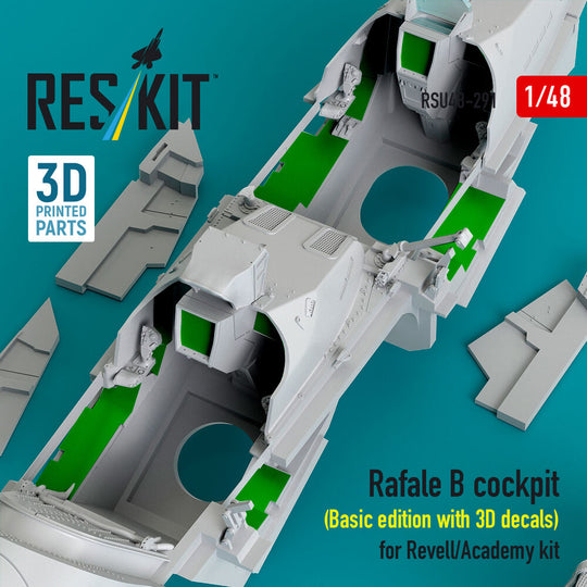 Rafale B cockpit (Basic edition with 3D decals) for Revell/Academy kit (3D Printed)