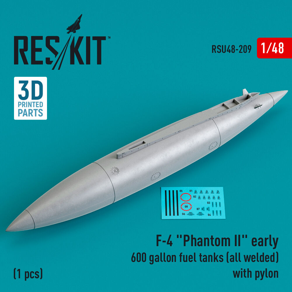F-4 Phantom II early 600 gallon fuel tanks (all welded) with pylon (1 pcs) (3D Printed)