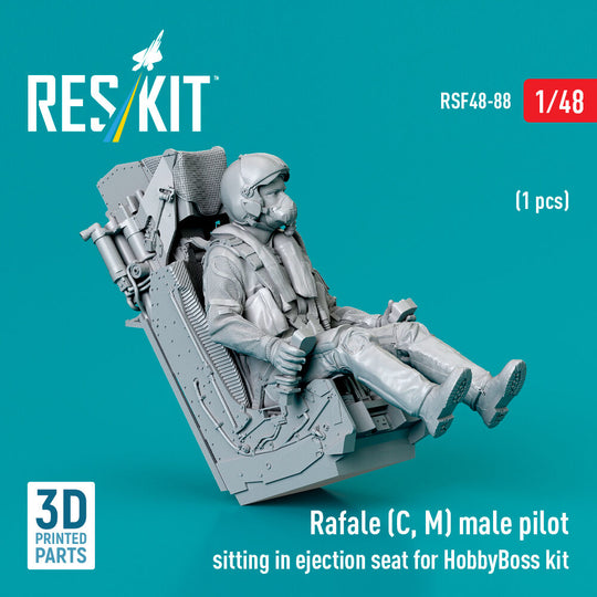 Rafale (C, M) male pilot sitting in ejection seat for HobbyBoss kit (1 pcs) (3D Printed)