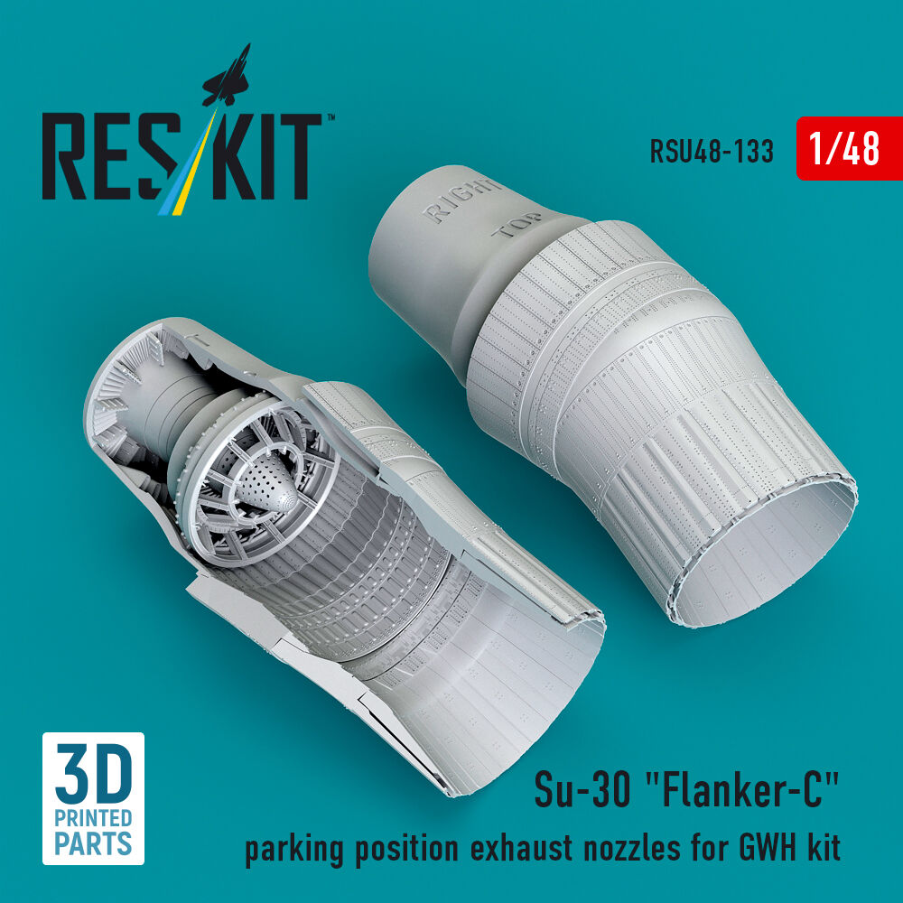 Su-30 Flanker-C parking position exhaust nozzles for GWH kit (3D Printed)