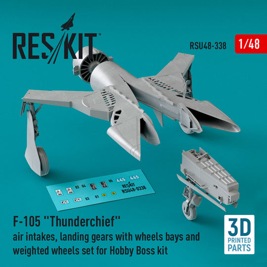 F-105 Thunderchief air intakes, landing gears with wheels bays and weighted wheels set for Hobby Boss kit (3D Printed)