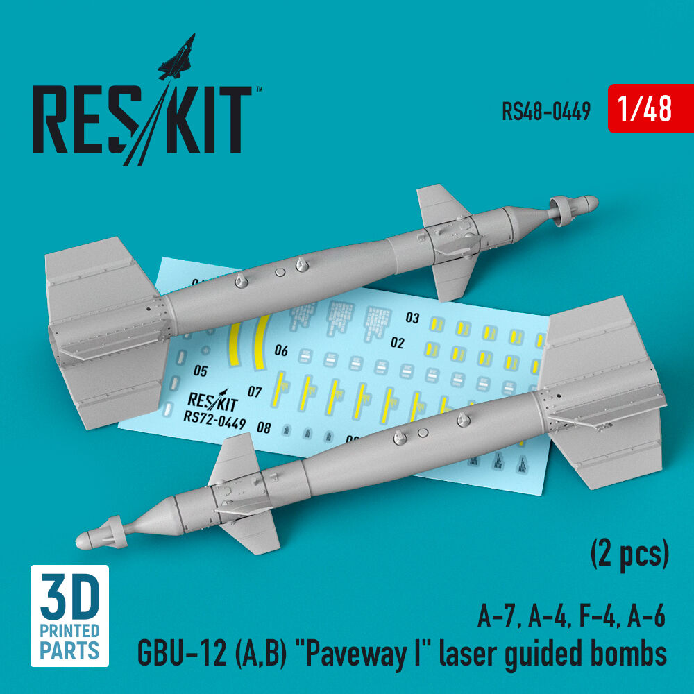 GBU-12 (A,B) Paveway I laser guided bombs (2 pcs) (A-7, A-4, F-4, A-6) (3D Printed)