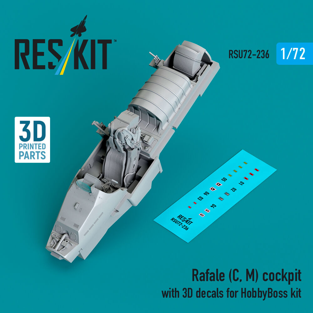 Rafale (C, M) cockpit with 3D decals for HobbyBoss kit (3D Printed)