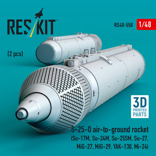 S-25-O air-to-ground rocket (2 pcs) (Su-17M, Su-24M, Su-25SM, Su-27,MiG-27, MiG-29, YAK-130, Mi-24) (3D Printed)